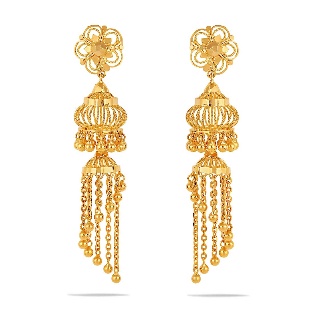 Domed Lacy Gold Jhumka Earrings