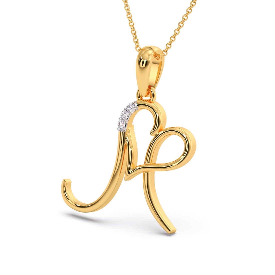 M Initial Love Diamond Pendant