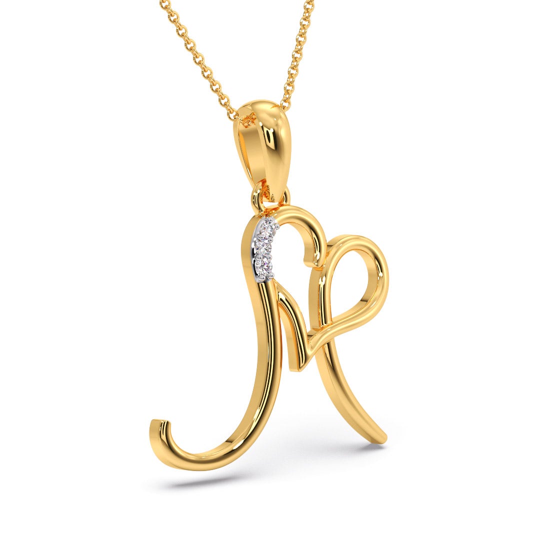 M Initial Love Diamond Pendant