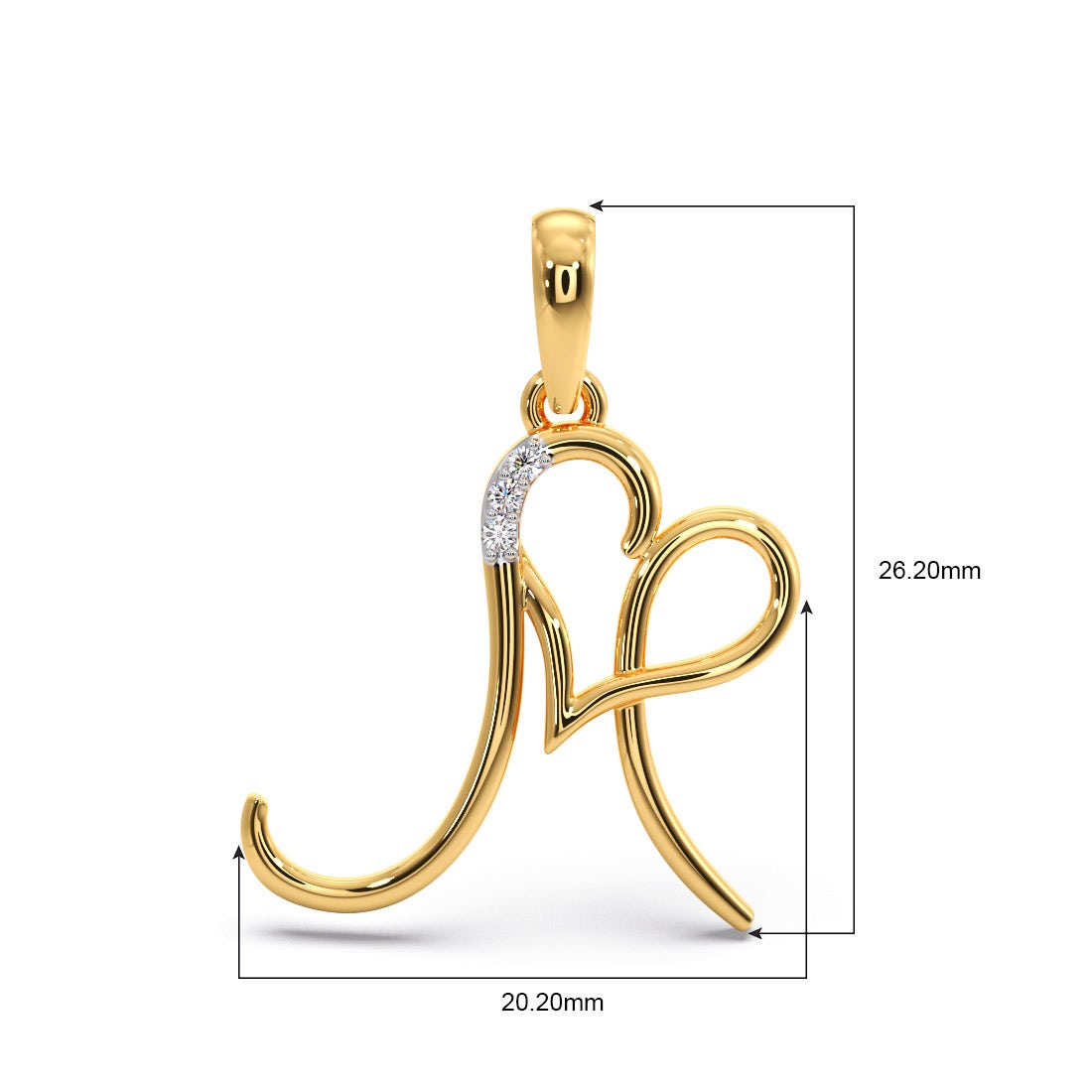 M Initial Love Diamond Pendant