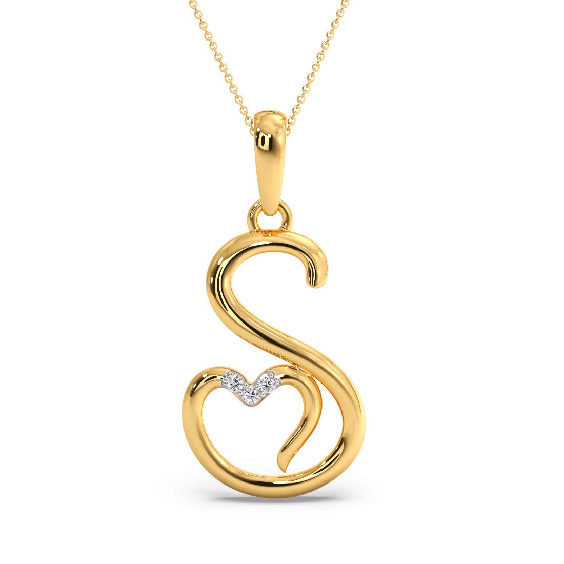 S Initial Love Diamond Pendant