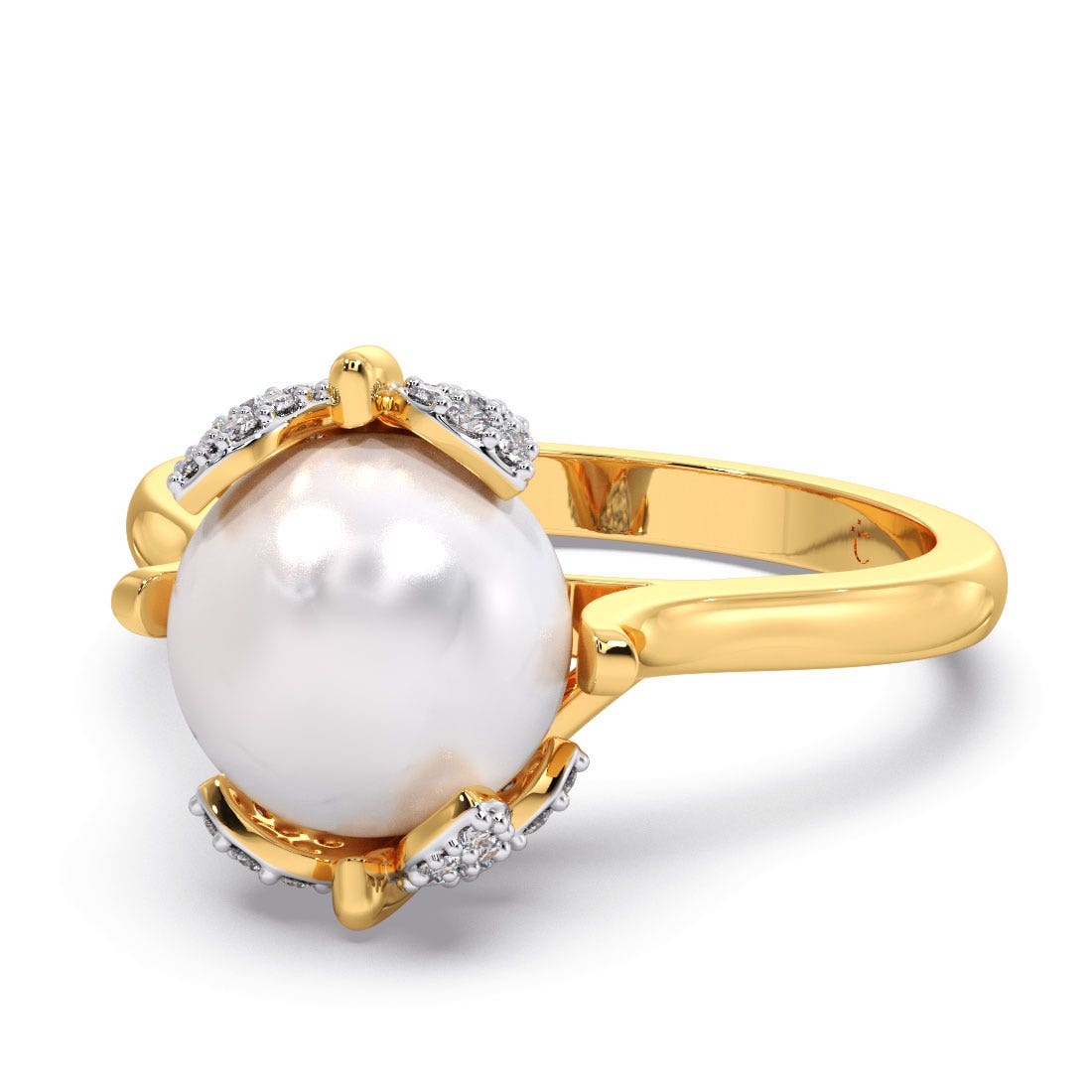 Vanessa Butterfly Diamond And Pearl Ring