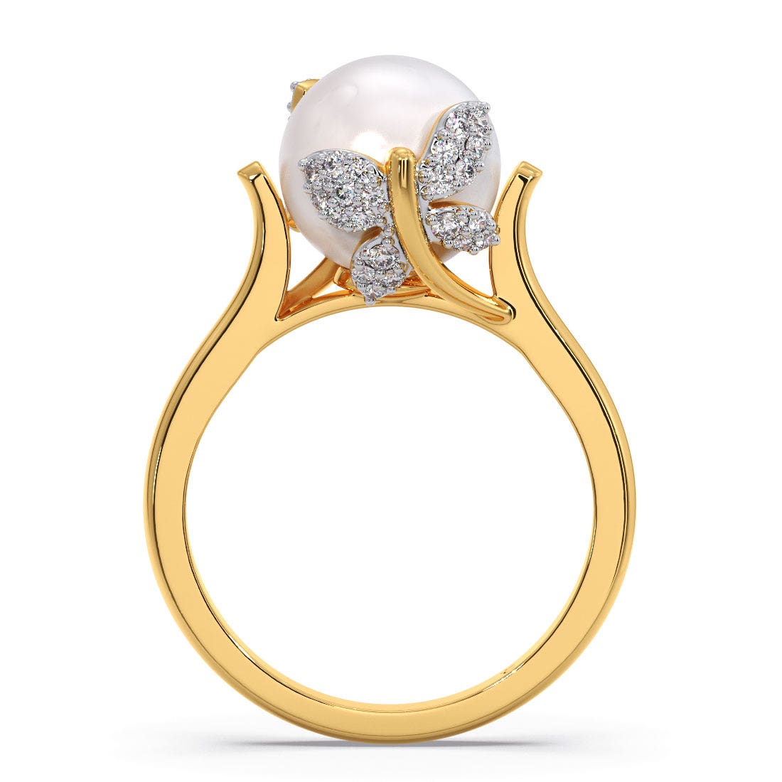 Vanessa Butterfly Diamond And Pearl Ring