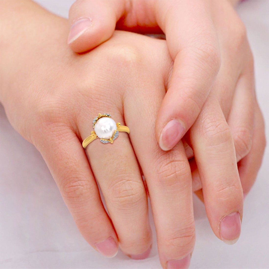 Vanessa Butterfly Diamond And Pearl Ring