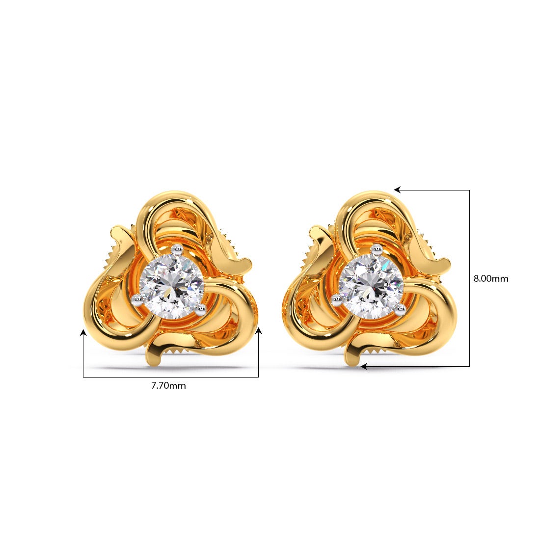Ribbona Solitaire Diamond Earrings