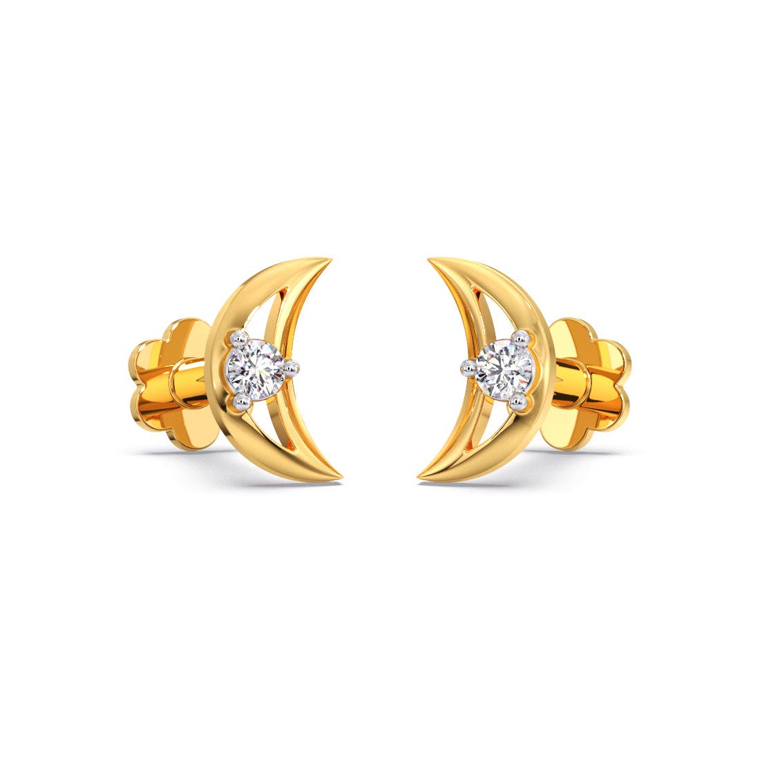 Cresent Moon Diamond Multi Pierced Earrings