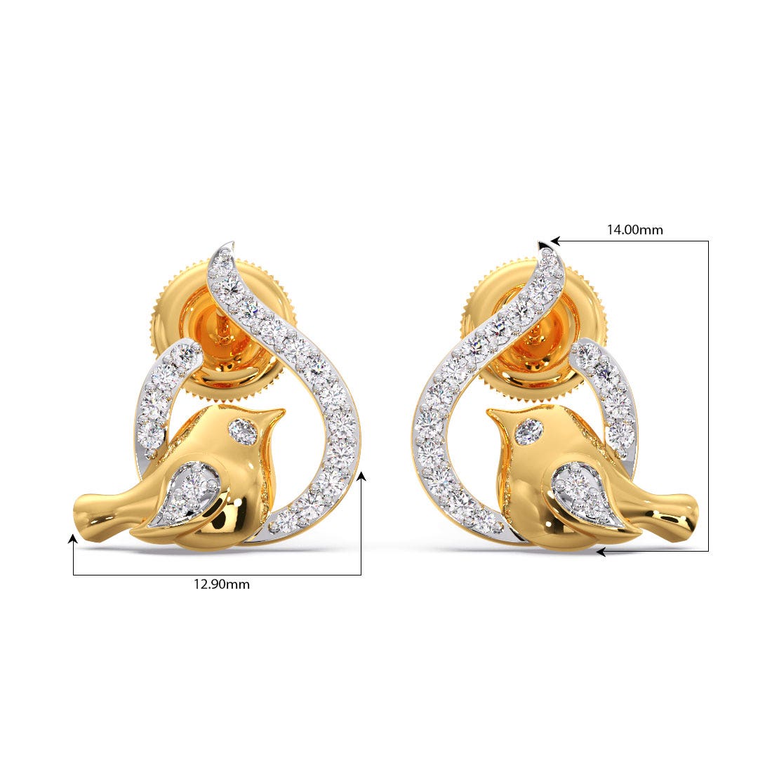 Nestling Bird Diamond Earrings