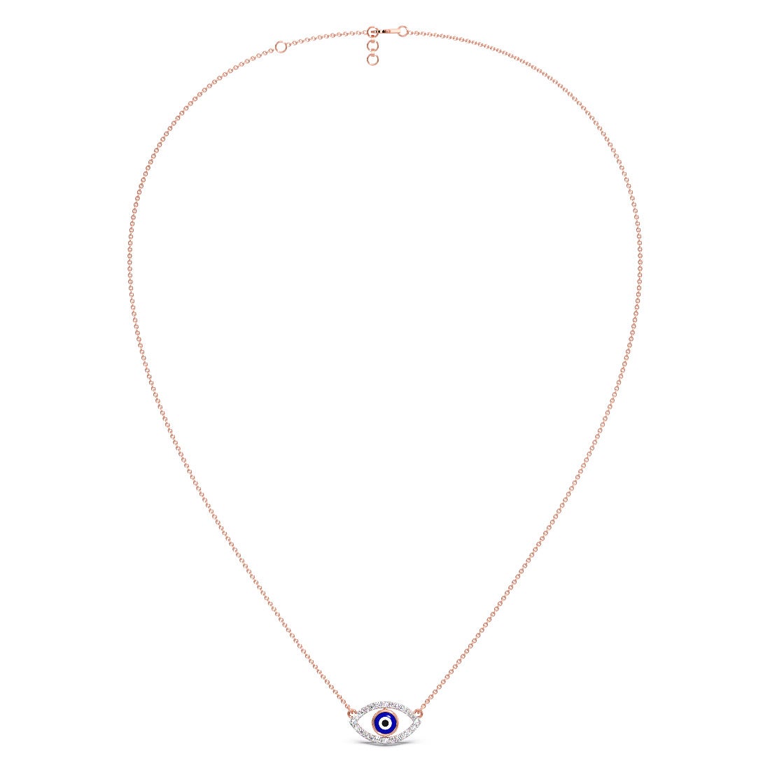 Diamond Frame Evil Eye Pendant Necklace