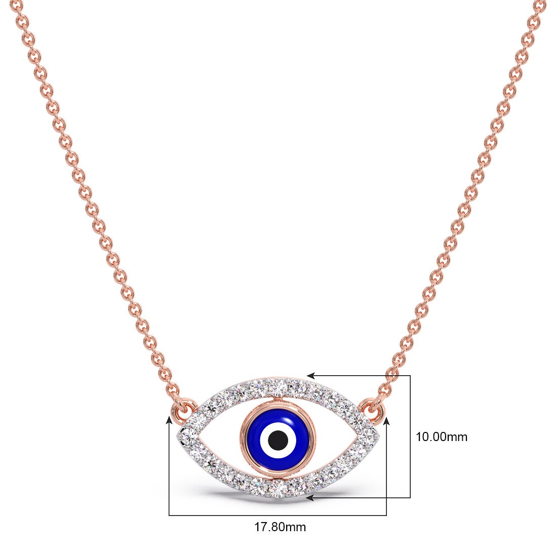 Diamond Frame Evil Eye Pendant Necklace