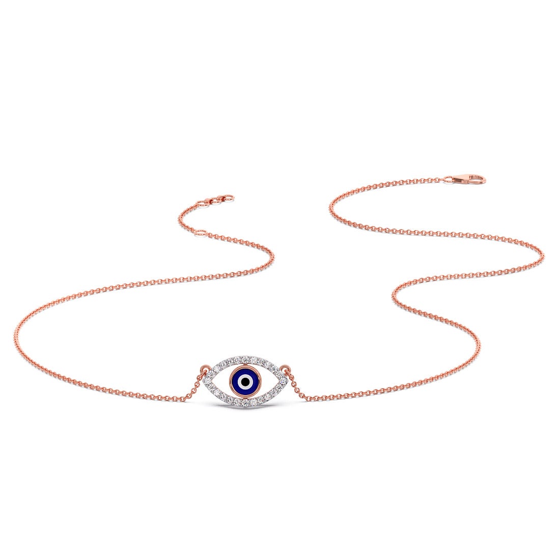 Diamond Frame Evil Eye Pendant Necklace