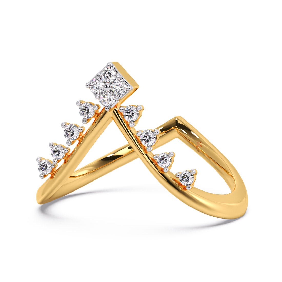 Fair-and-Square Diamond V Ring