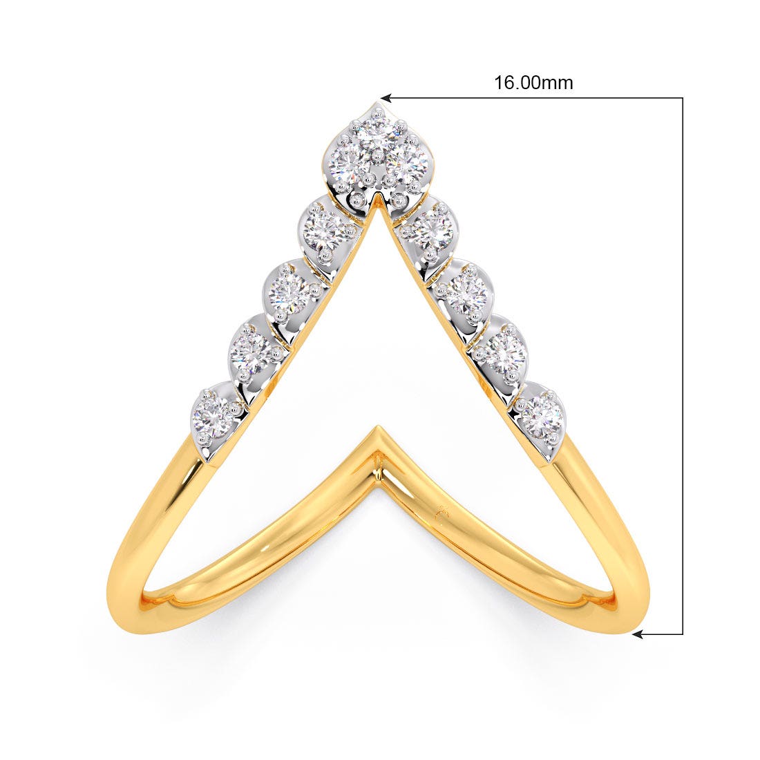 Scalloped Diamond V Ring