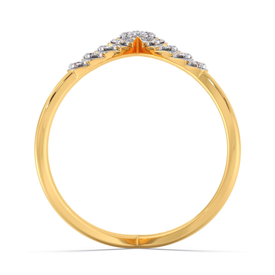 Scalloped Diamond V Ring
