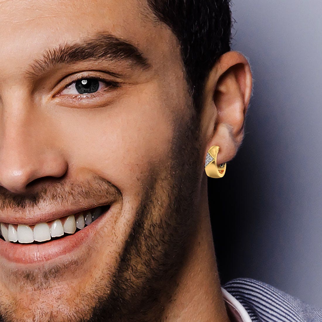 Mr. Trilateral Diamond Huggie Earrings