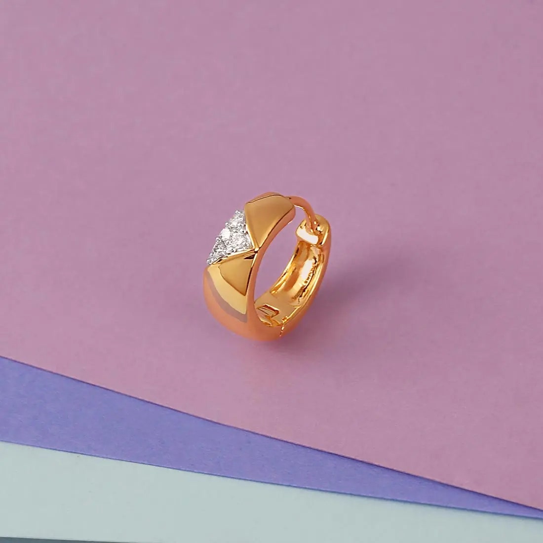 Mr. Trilateral Diamond Huggie Earrings