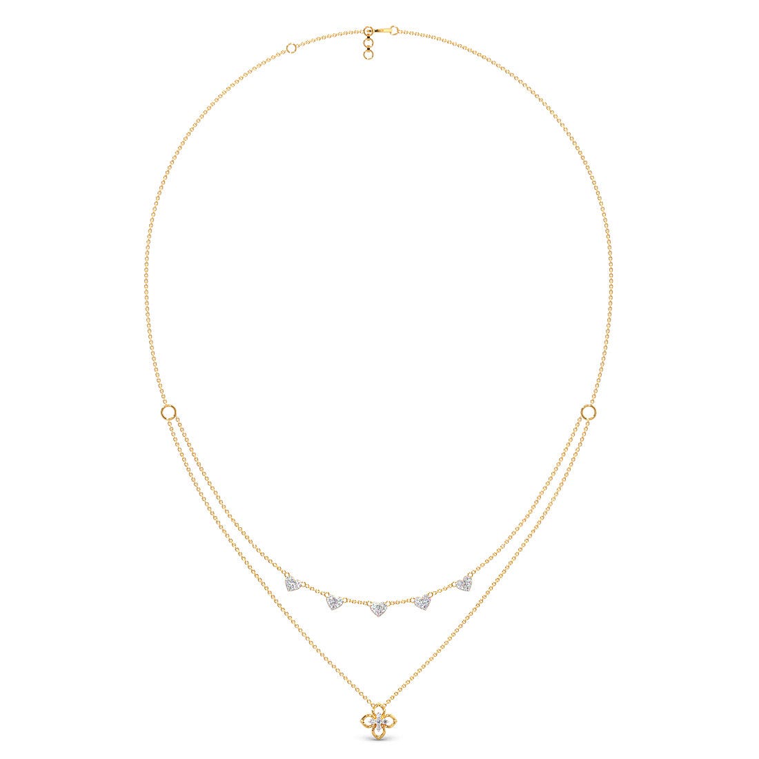 Flora Heart 2 Layered Diamond Necklace
