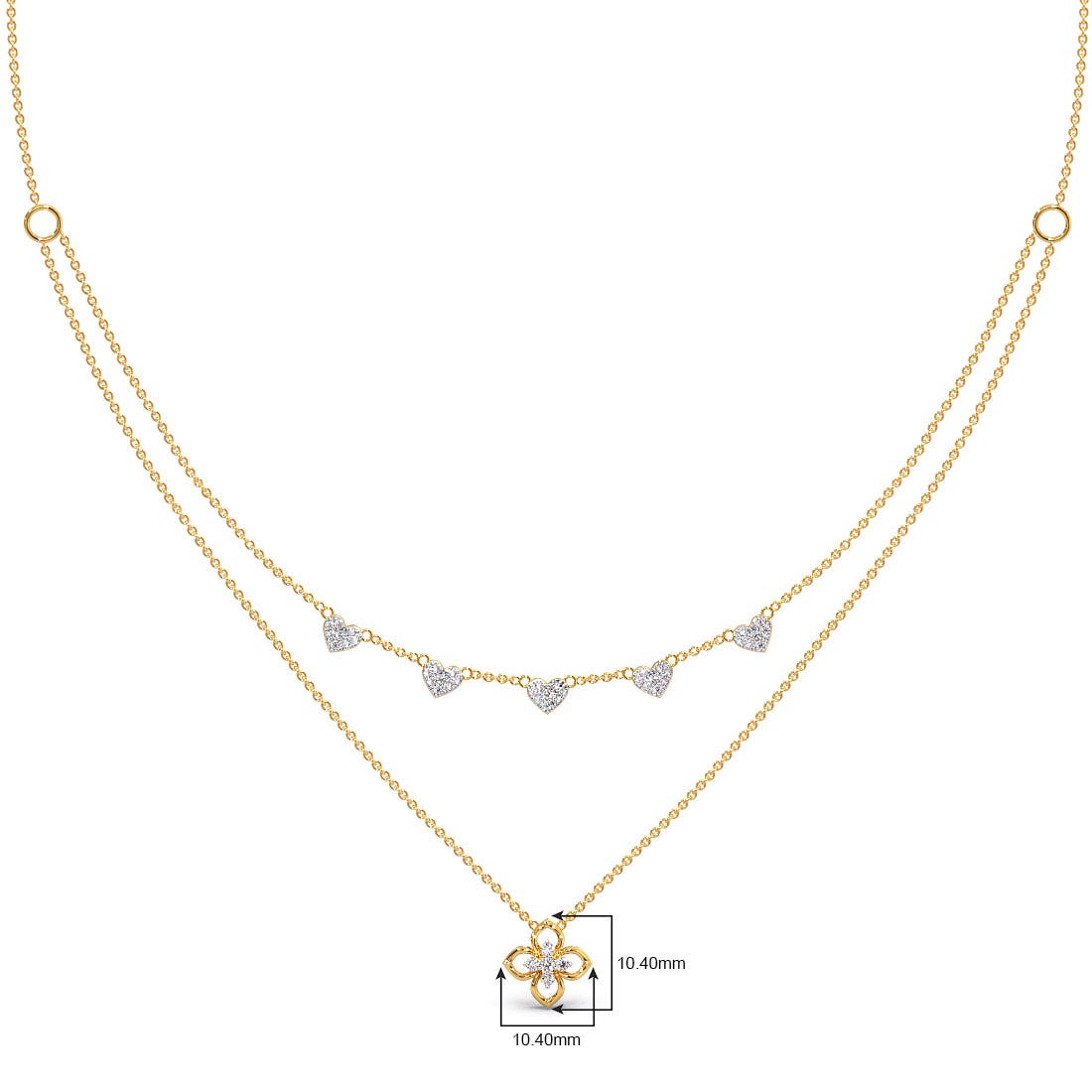 Flora Heart 2 Layered Diamond Necklace