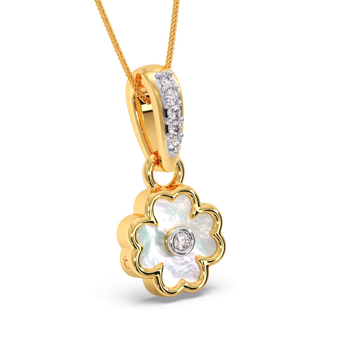 Smokey Clover Diamond MOP Pendant