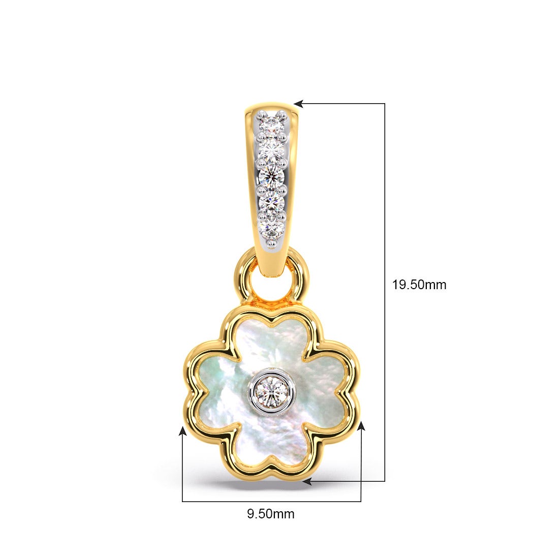 Smokey Clover Diamond MOP Pendant