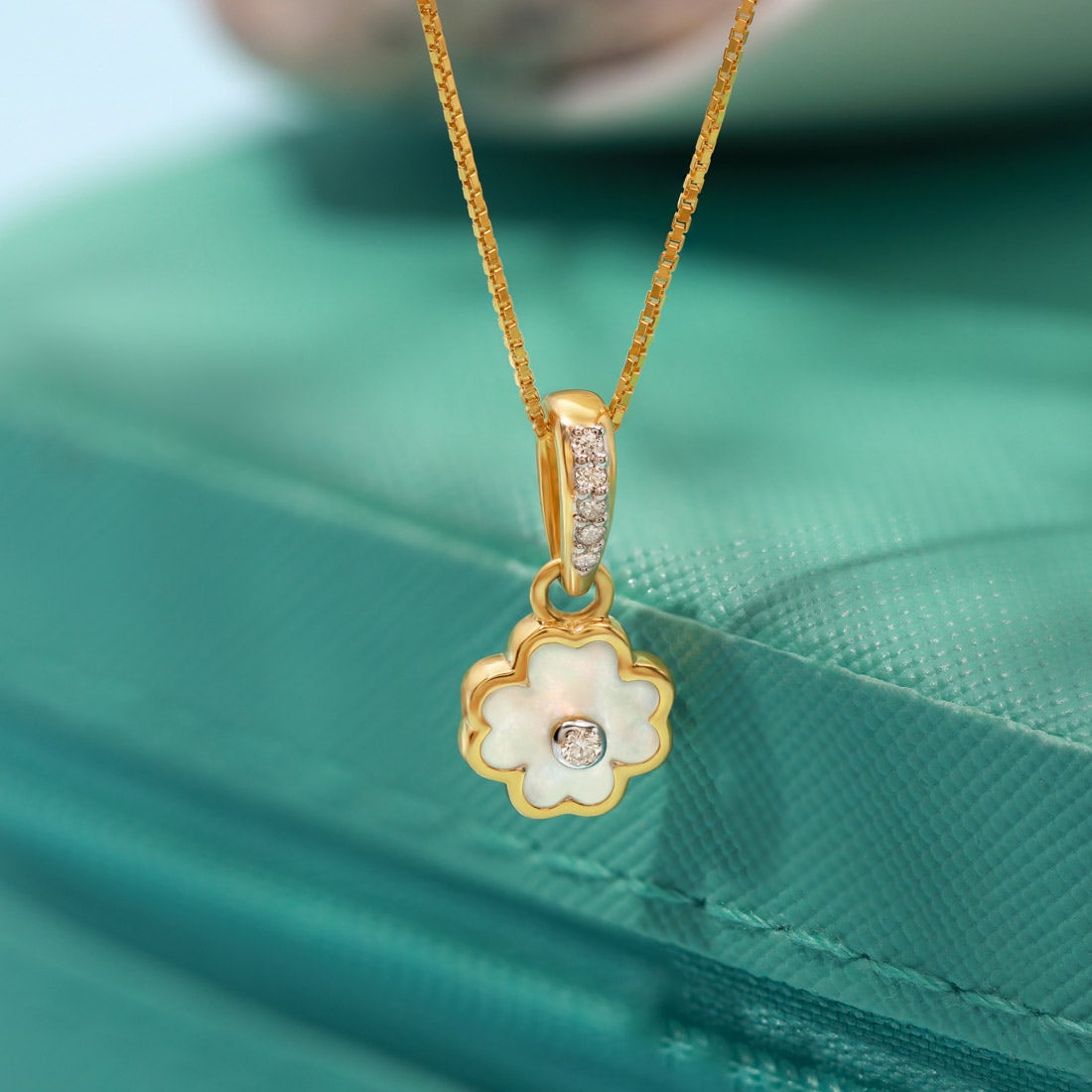Smokey Clover Diamond MOP Pendant