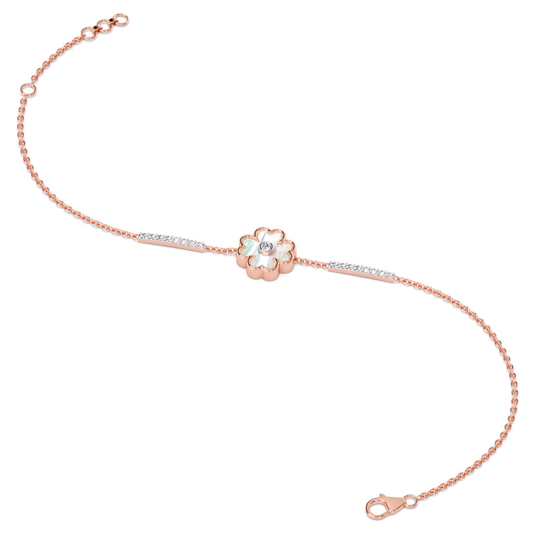 Strung Clover Diamond Chain Bracelet