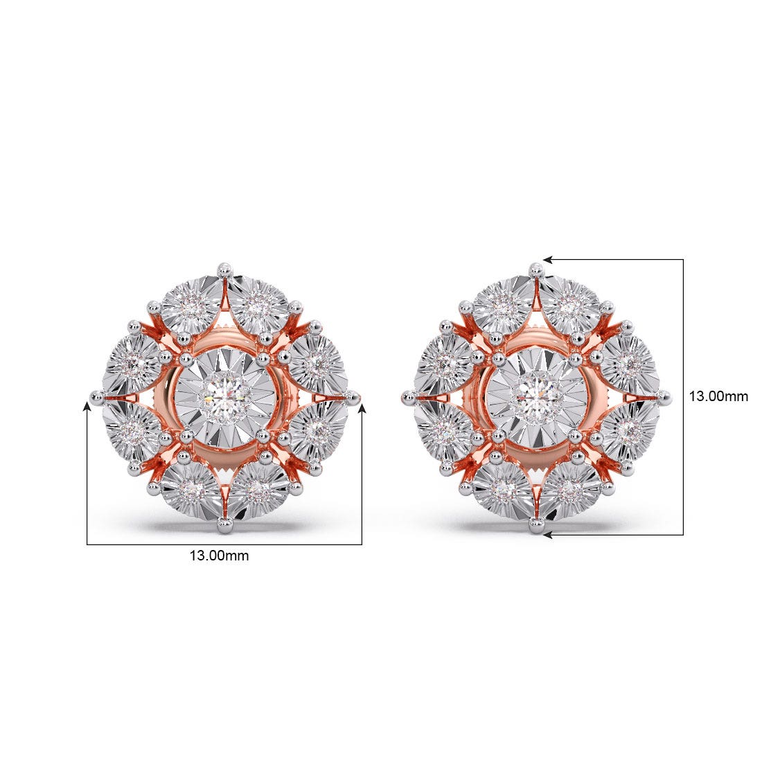 Intense Cluster Diamond Stud Earrings