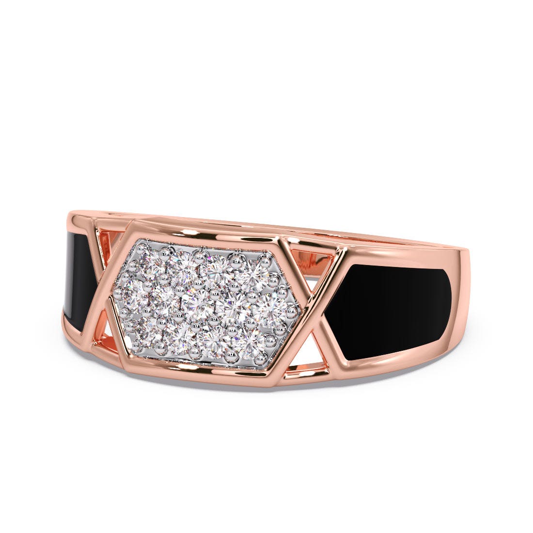 Ronny Diamond Mens Enamel Ring