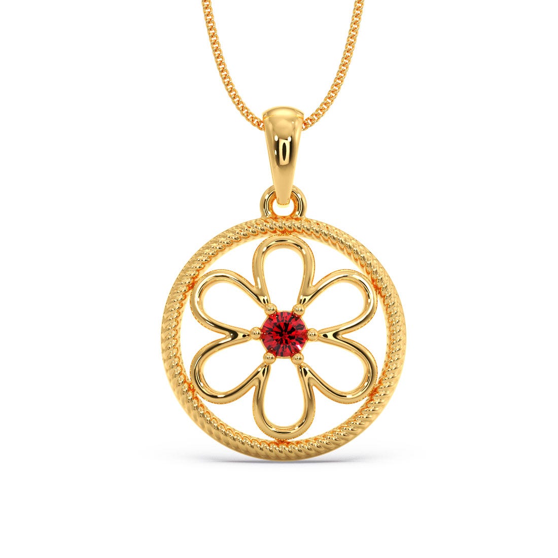 Omya Flora Gold And Gemstone Pendant