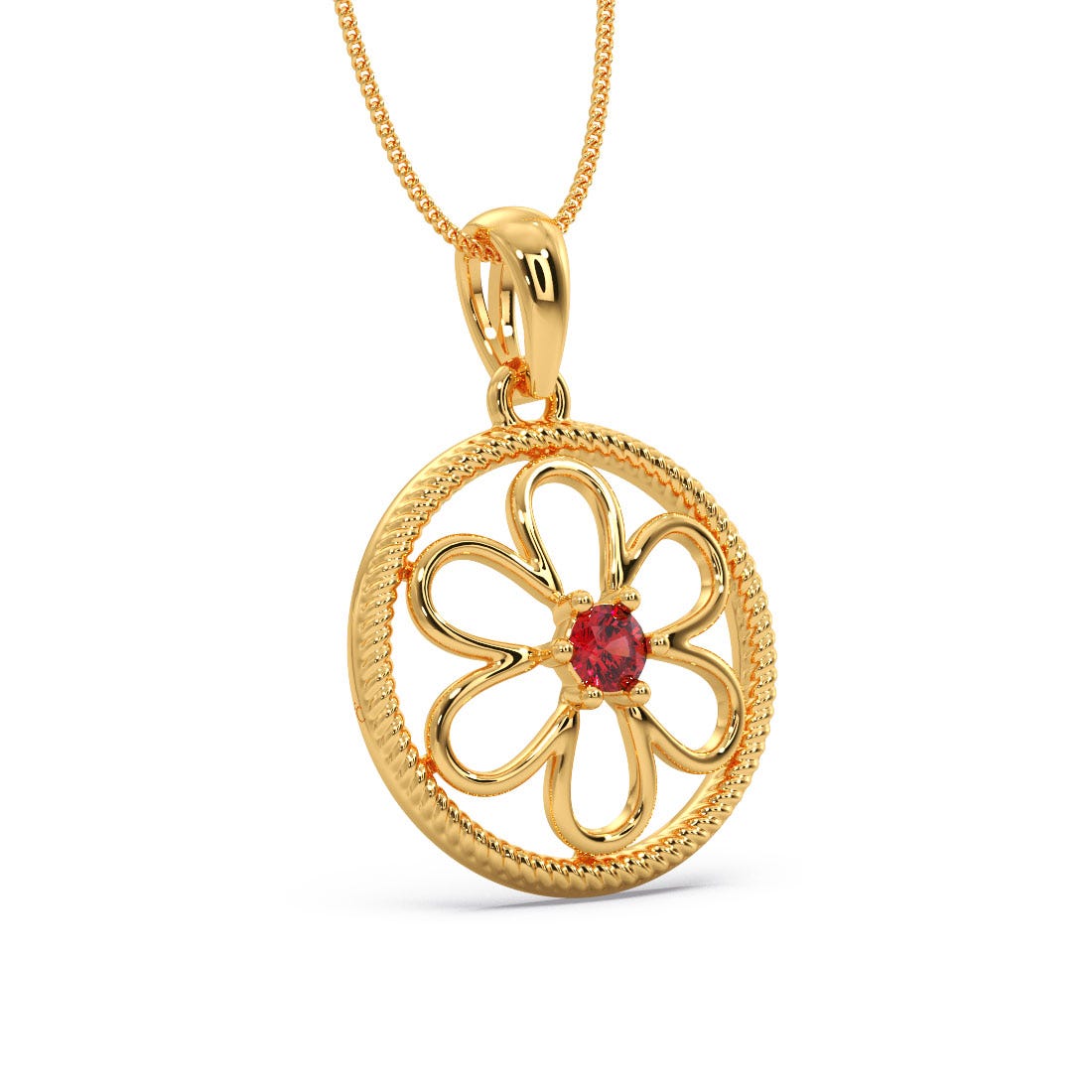 Omya Flora Gold And Gemstone Pendant