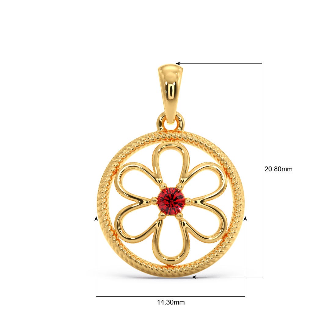 Omya Flora Gold And Gemstone Pendant