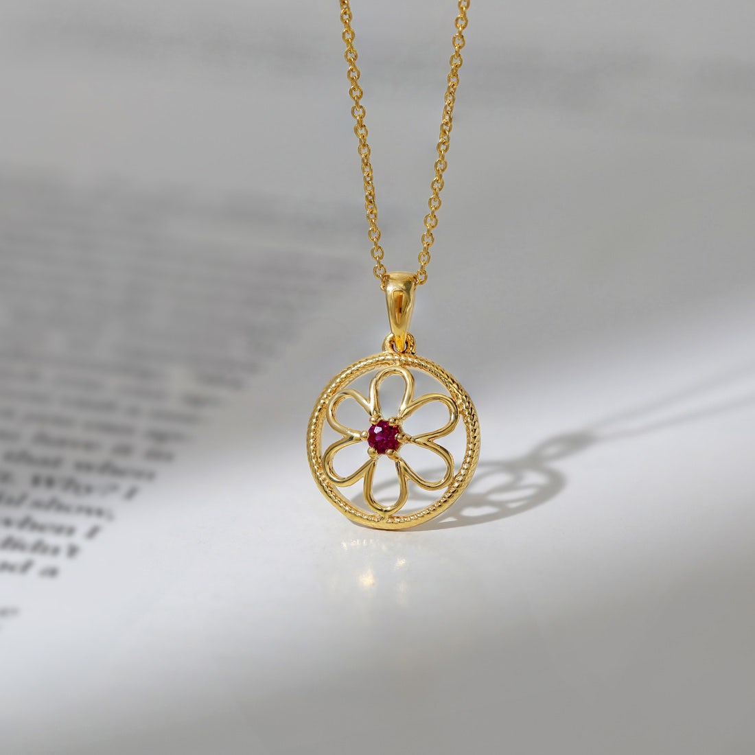 Omya Flora Gold And Gemstone Pendant