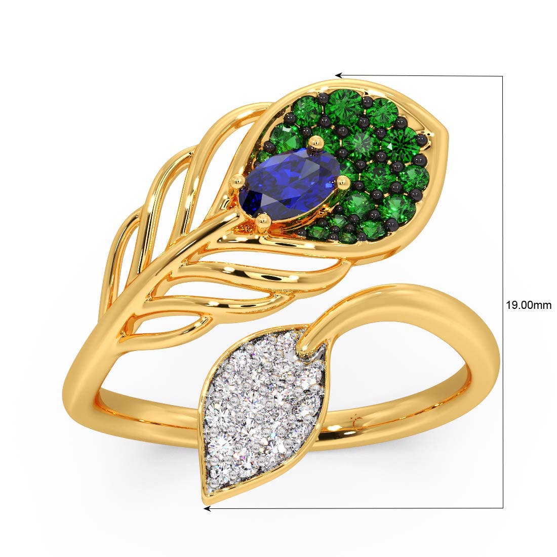 Faces Of Krishna Peacock Diamond And Gemstone Ring