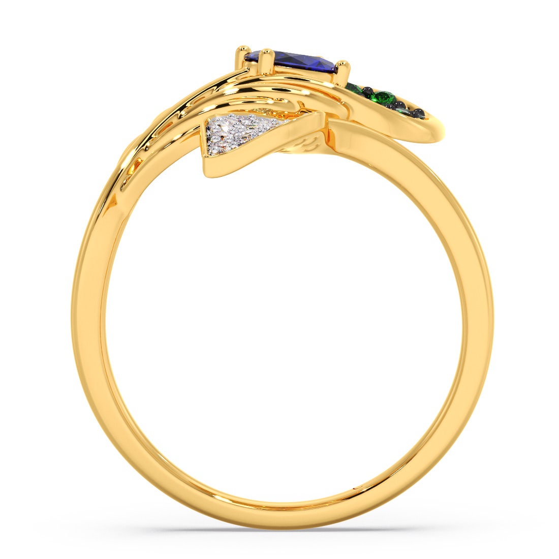 Faces Of Krishna Peacock Diamond And Gemstone Ring