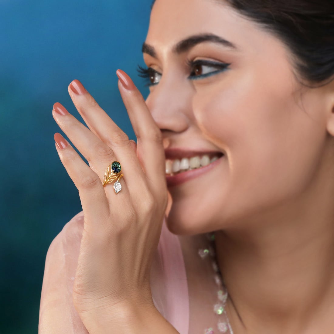 Faces Of Krishna Peacock Diamond And Gemstone Ring