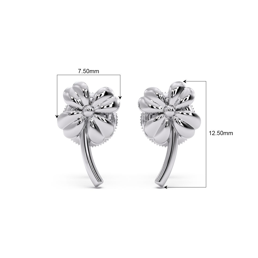Four Clover Leaf Platinum Earrings