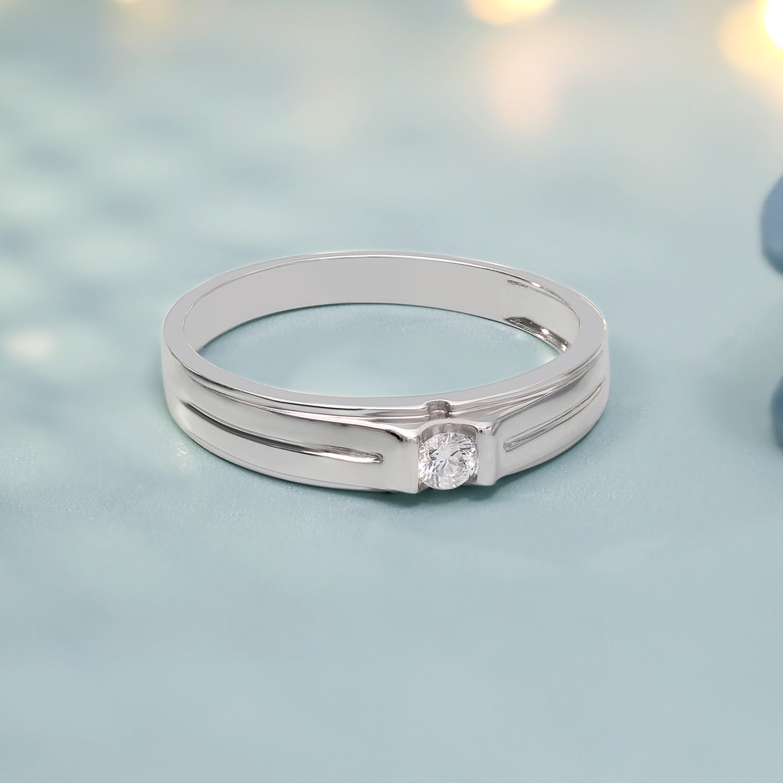Albert Solitaire Platinum Band Ring