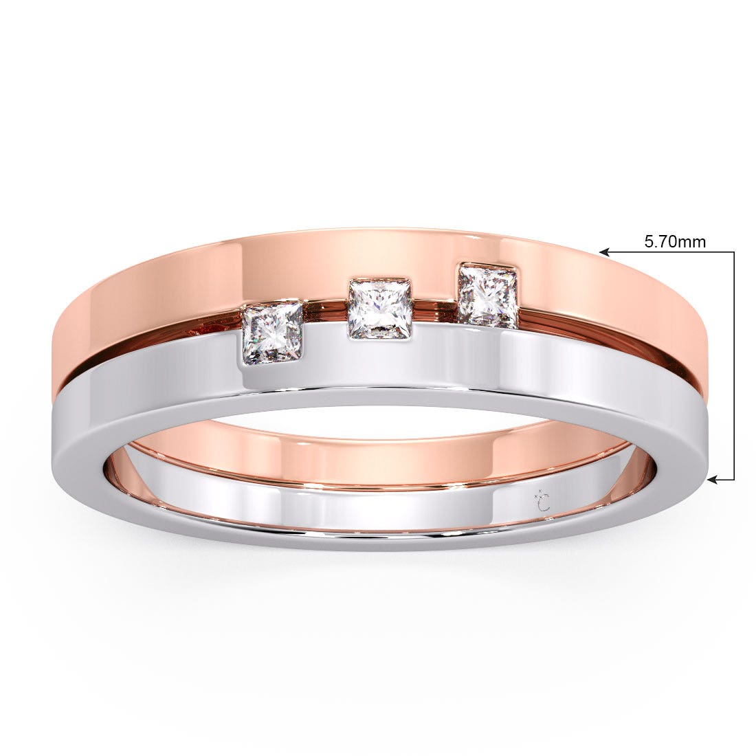 Horace Platinum And Rose Gold Diamond Band for Him