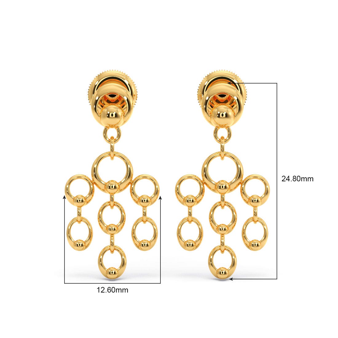 Dangle Disk Gold Earrings