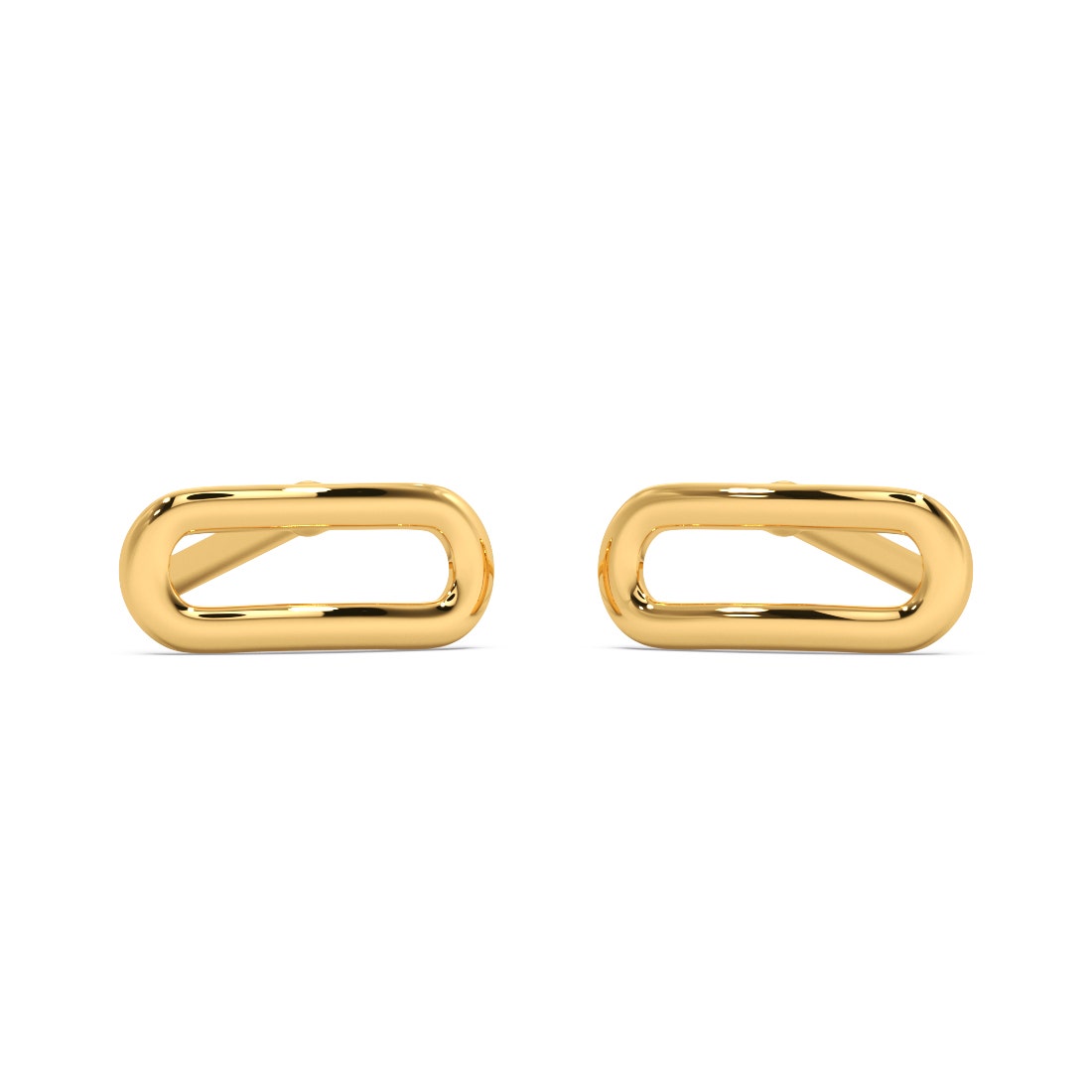 Curved Rectangles Gold Stud Earrings