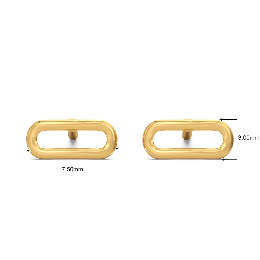 Curved Rectangles Gold Stud Earrings