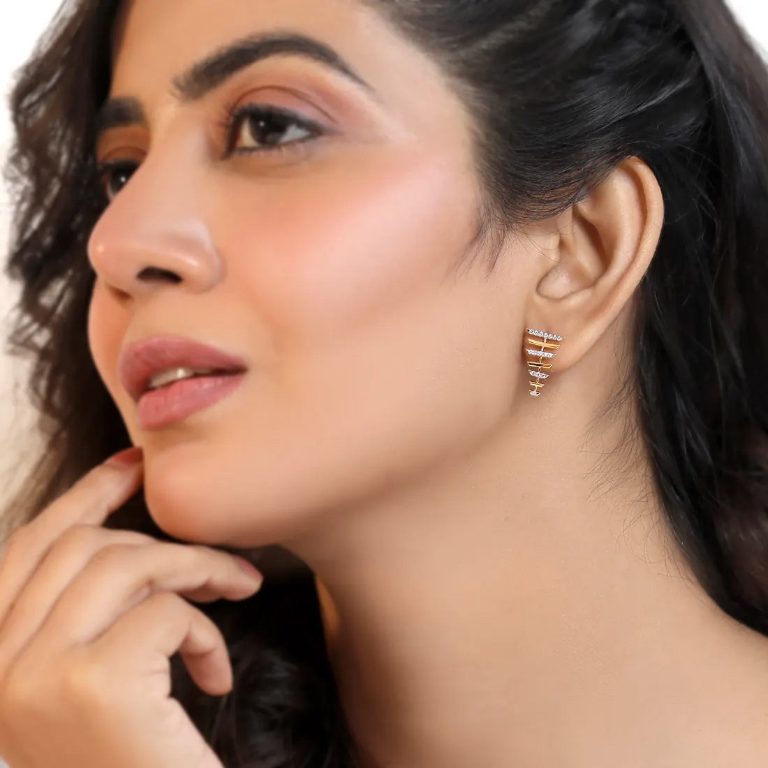 Stripe Falls Diamond Stud Earrings