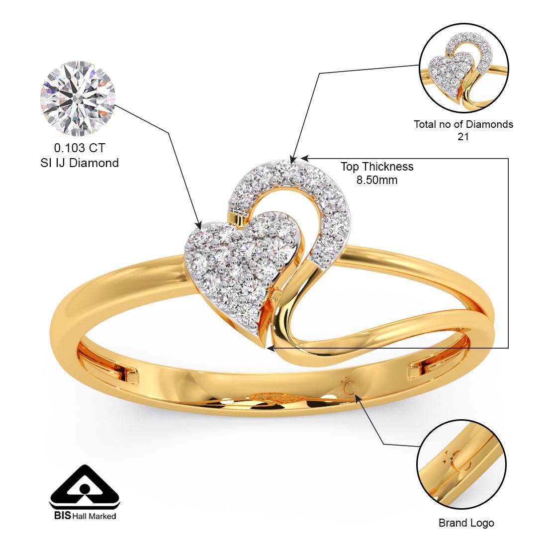 Swan Heart Diamond Ring