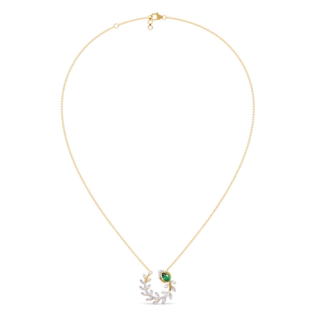 Peacock Feather Diamond And Gemstone Pendant Necklace
