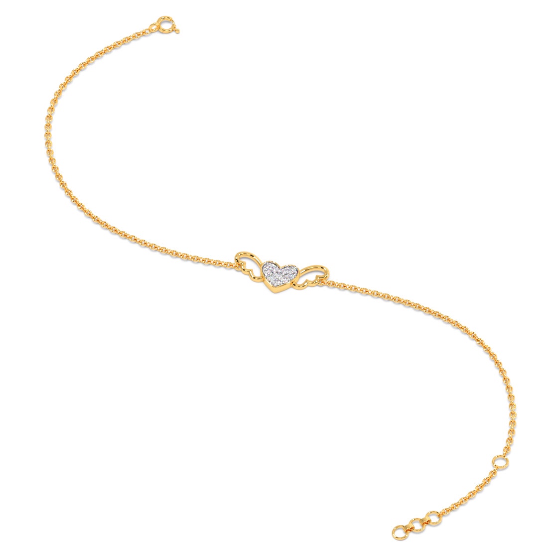 Winged Heart Diamond Chain Bracelet
