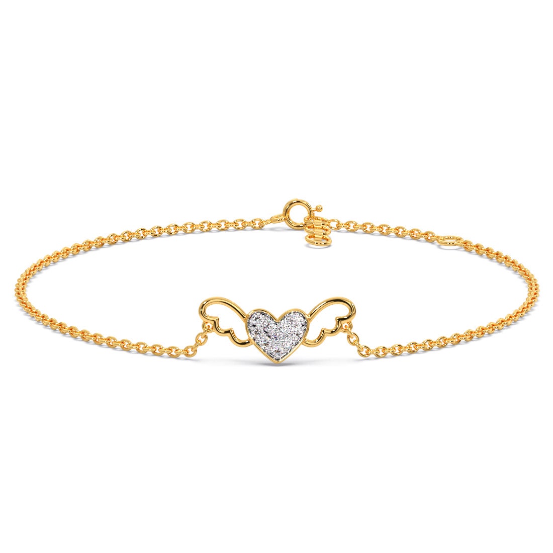 Winged Heart Diamond Chain Bracelet