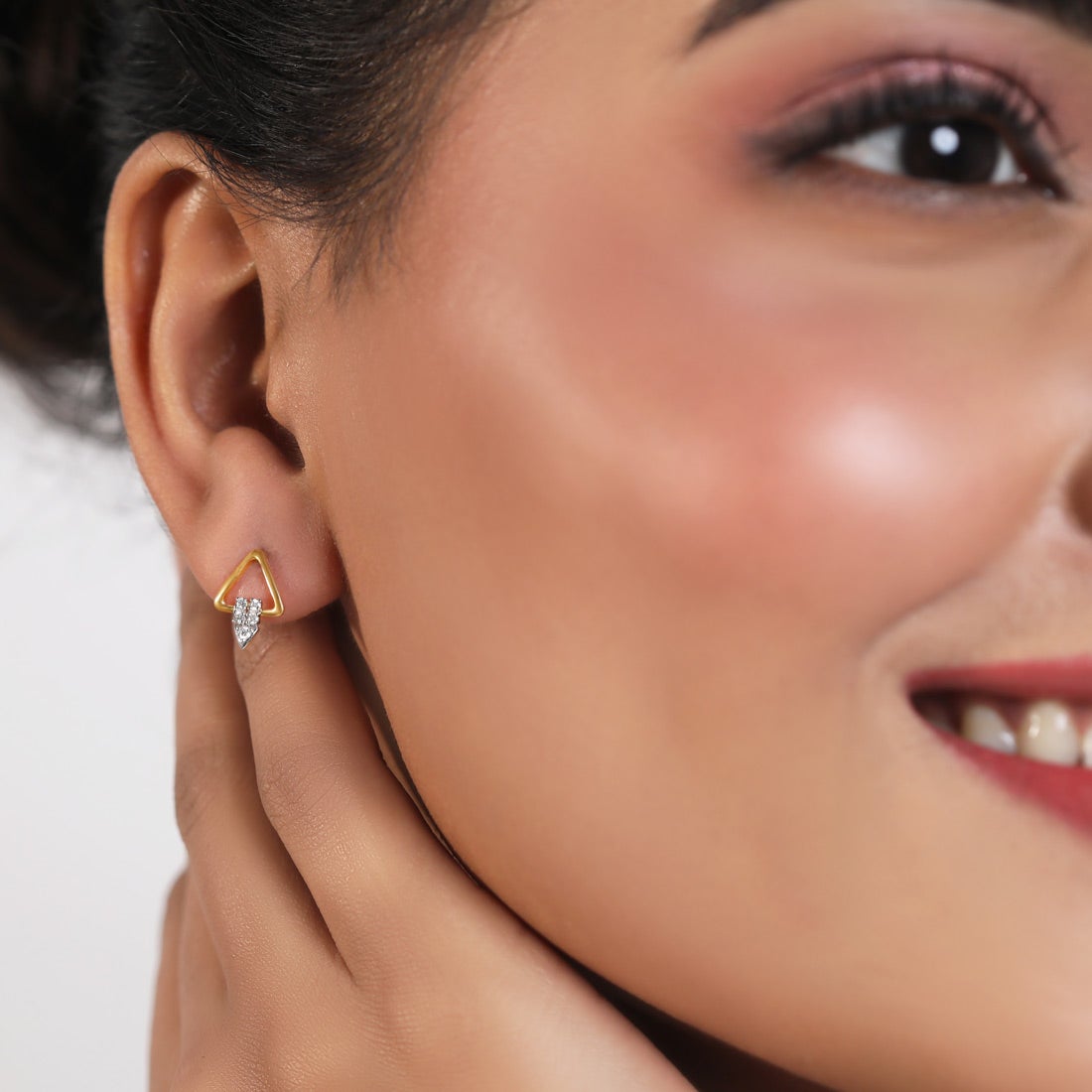 Triangle Glam Diamond Stud Earrings