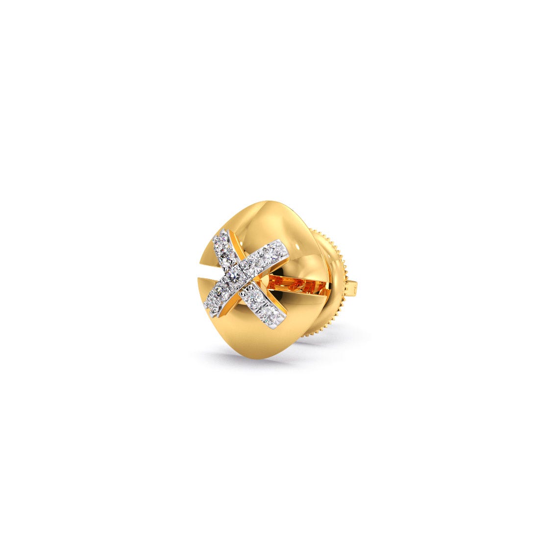Cross Button Diamond Stud Earrings