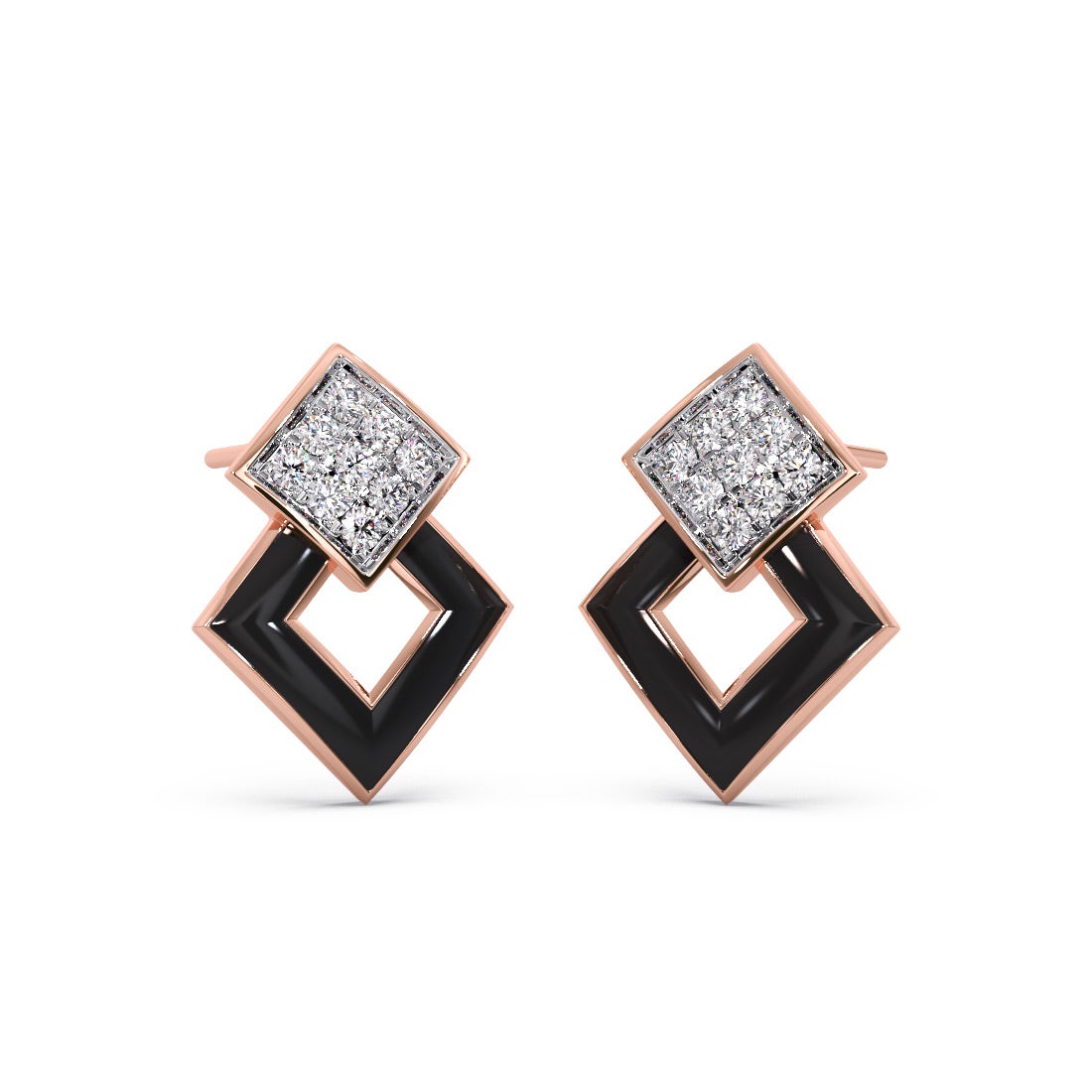 Dark Geometry Diamond Stud Earrings