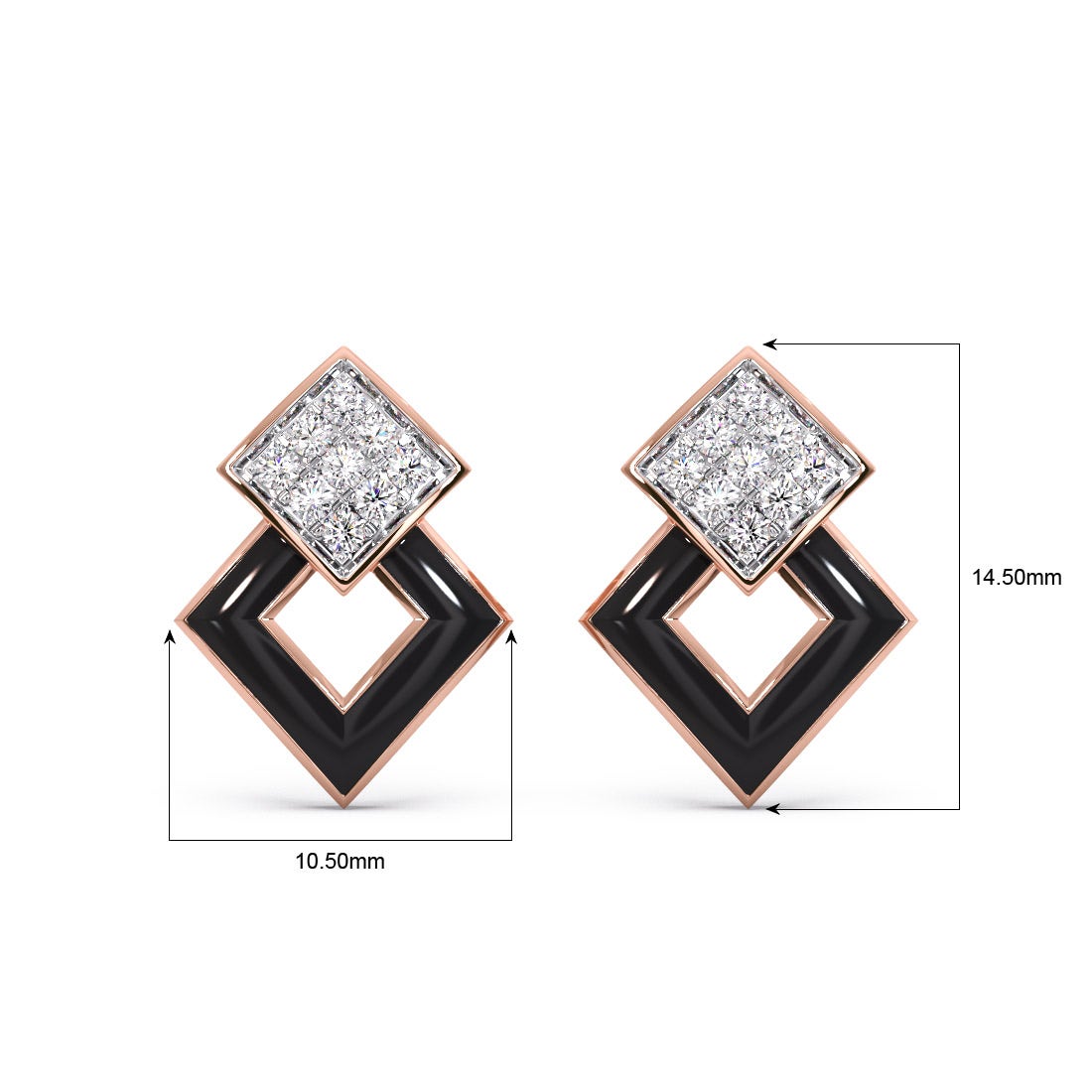 Dark Geometry Diamond Stud Earrings