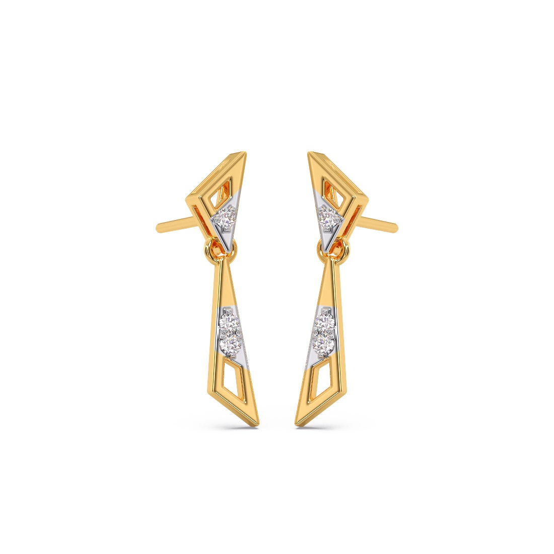 Geometric Trance Diamond Dangle Earrings